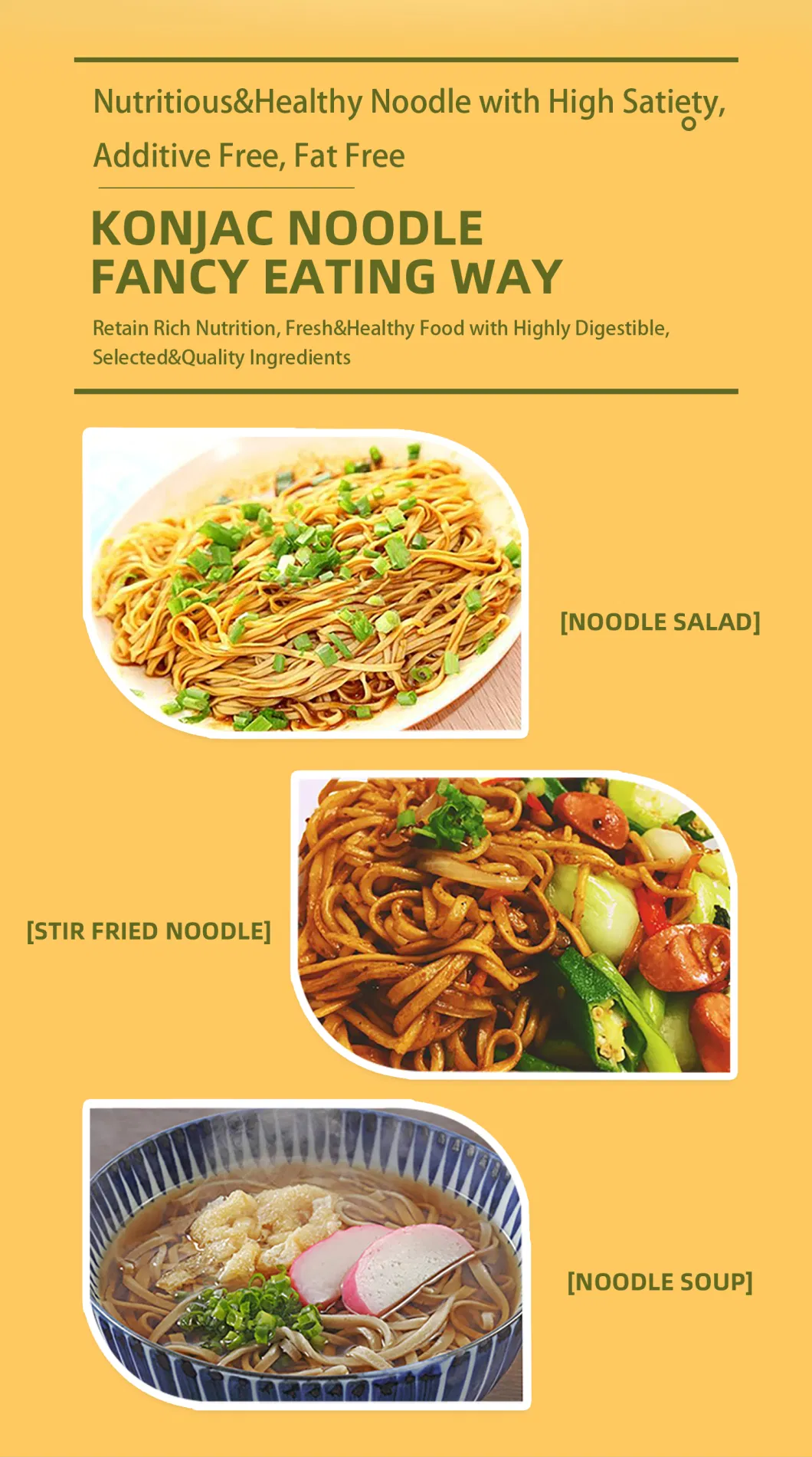 Lzy Halal Konjac Noodle Low Sugar&Fat Customized Brand Dried Noodle Rich Diet Fiber Loss Weight