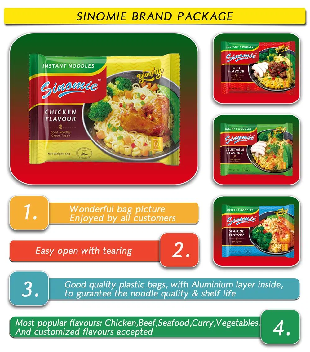 Sinomie Brand Halal Chinese Manufacturer Oem Chicken Flavor Bulk Ramen Instant Noodle