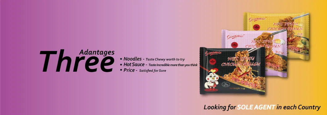 Sinomie Brand Factory Hot 2X Spicy Pepper Chicken Flavour OEM Korean Style Instant Bowl Ramen Noodles